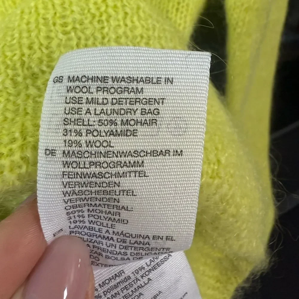 & Other Stories Knit Neon Yellow Mohair Blend Sweater